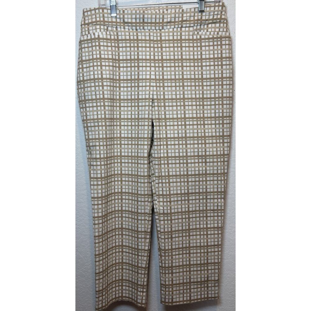 Chico’s So Slimming Brigitte Slim Leg Khaki and White Pants Size 1.5 (10) NWT